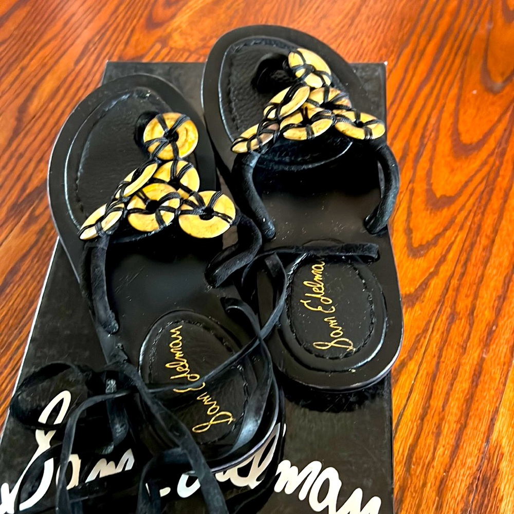 Black and gold tie up flats by Sam Edelman size 6